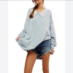 Free People Madeleine Sweatshirt Striped Printed Oversized Top XS